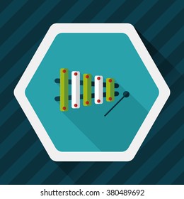 Xylophone flat icon with long shadow,eps10