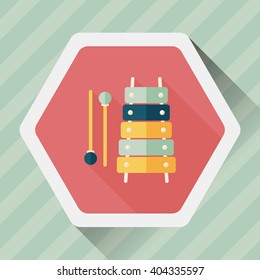 Xylophone flat icon with long shadow,eps10
