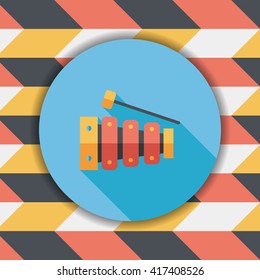 Xylophone flat icon with long shadow,eps10