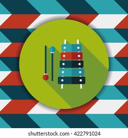 Xylophone flat icon with long shadow,eps10