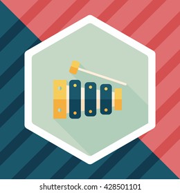 Xylophone flat icon with long shadow,eps10