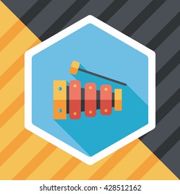 Xylophone flat icon with long shadow,eps10