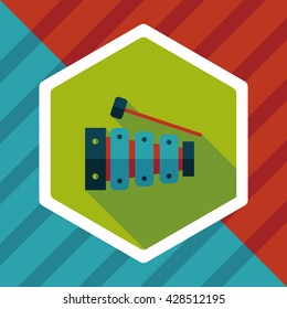 Xylophone flat icon with long shadow,eps10