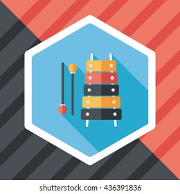 Xylophone flat icon with long shadow,eps10