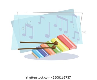 Xylophone flat illustration. Toy, game, folk music. Musical instruments concept. Vector illustration can be used for topics like music, leisure, education