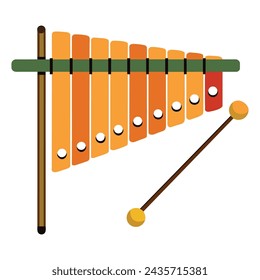 Xylophone flat vector illustration on white background.