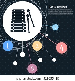 Xylophone Icon. with the background to the point and with infographic style. Vector illustration