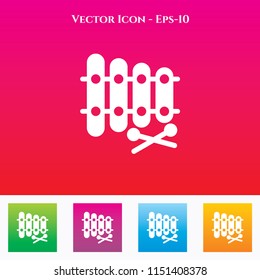 Xylophone Icon in Colored Square box. eps-10