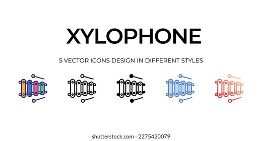 xylophone Icon Design in Five style with Editable Stroke. Line, Solid, Flat Line, Duo Tone Color, and Color Gradient Line. Suitable for Web Page, Mobile App, UI, UX and GUI design.