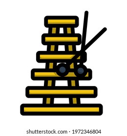 Xylophone Icon. Editable Bold Outline With Color Fill Design. Vector Illustration.