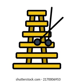 Icono de xilófono. Contorno de negrita editable con diseño de relleno de color. Ilustración vectorial.