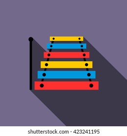 Xylophone icon in flat style 