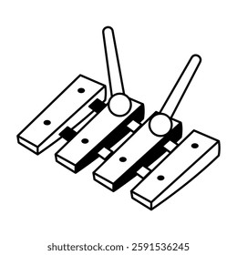 Xylophone icon in hand drawn style 
