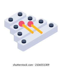 A xylophone icon in isometric vector 

