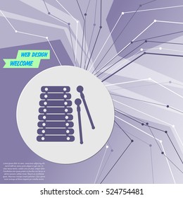 Xylophone Icon. on purple abstract modern background. The lines in all directions. With room for your advertising. Vector illustration