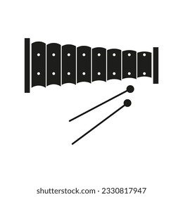 Icono de xilófono. Icono de instrumento musical de percusión. Ilustración vectorial. EPS 10.