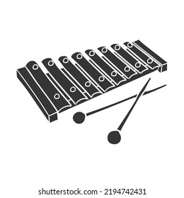 Xylophone Icon Silhouette Illustration. Music Instrument Vector Graphic Pictogram Symbol Clip Art. Doodle Sketch Black Sign.