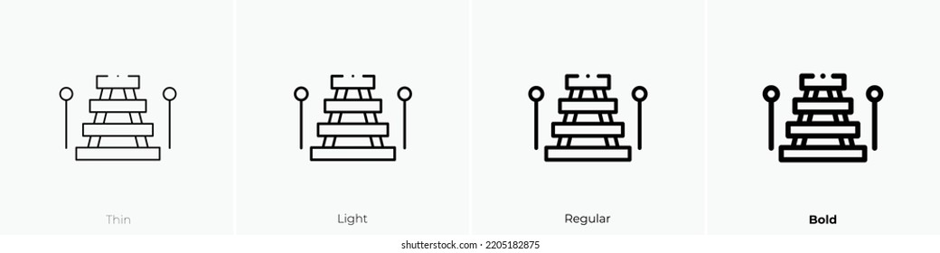 xylophone icon. Thin, Light Regular And Bold style design isolated on white background