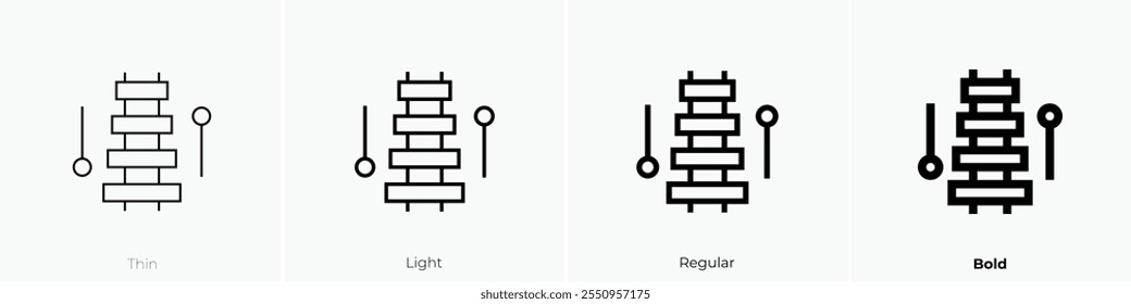 xylophone icon. Thin, Light Regular And Bold style design isolated on white background