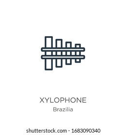 Xylophone icon. Thin linear xylophone outline icon isolated on white background from brazilia collection. Line vector sign, symbol for web and mobile