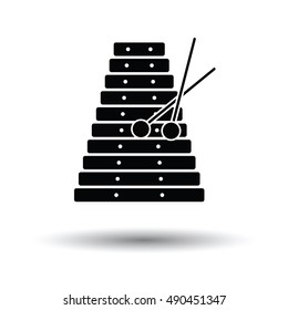 Xylophone icon. White background with shadow design. Vector illustration.