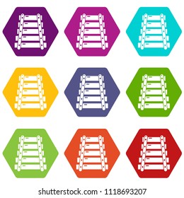 Xylophone icons 9 set coloful isolated on white for web