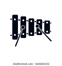 xylophone instrument silhouette style icon design, Music sound melody song musical art and composition theme Vector illustration