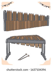 Xylophone isolated on white. Vector illustration.	