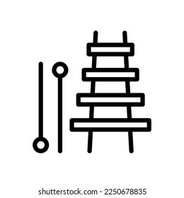 Xylophone line icon isolated on white background. Black flat thin icon on modern outline style. Linear symbol and editable stroke. Simple and pixel perfect stroke vector illustration