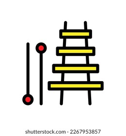 Xylophone line icon isolated on white background. Black flat thin icon on modern outline style. Linear symbol and editable stroke. Simple and pixel perfect stroke vector illustration