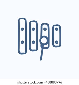 Xilófono con icono de esbozo vectorial de mallet aislado en el fondo. Dibujar Xilófono a mano con icono de mallet. Xilófono con icono de boceto mallet para infografía, sitio web o aplicación.