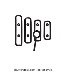 Xylophone with mallet vector sketch icon isolated on background. Hand drawn Xylophone with mallet icon. Xylophone with mallet sketch icon for infographic, website or app.