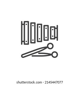 Icono de línea de xilófono y malla. signo de estilo lineal para concepto móvil y diseño web. Icono del vector de contorno de instrumentos musicales de xilófono. Símbolo, ilustración del logotipo. Gráficos vectoriales
