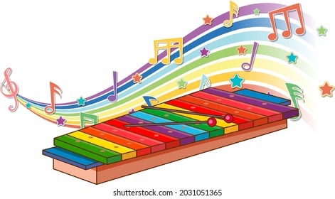 Xylophone mit Melodie-Symbolen für Regenbogenwinde