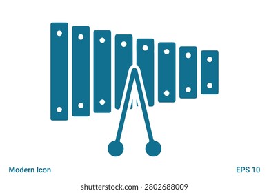 Xylophone musical instrument with mallets vector flat icon toy music education symbol for design