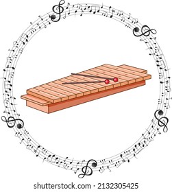 A xylophone with musical notes on white background illustration