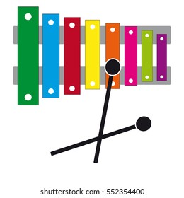 Xylophone on white background. Vector illustration.