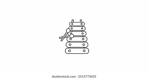 xylophone outline design for printable kids coloring book