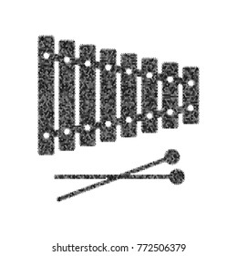 Xylophone sign. Vector. Black icon from many ovelapping circles with random opacity on white background. Noisy. Isolated.