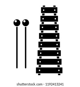 Xylophone silhouette icon. Clipart image isolated on white background