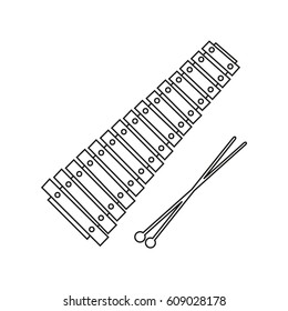 xylophone In Simple Line Style Isolated On White Background. Created For Mobile, Web, Decor, Print Products, Application