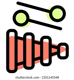 Xylophone with a stick for a melodious sound playback