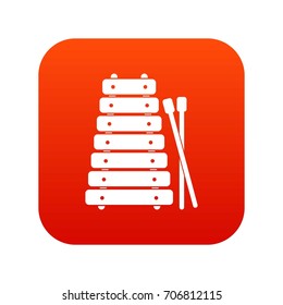Xylophone and sticks icon digital red for any design isolated on white vector illustration