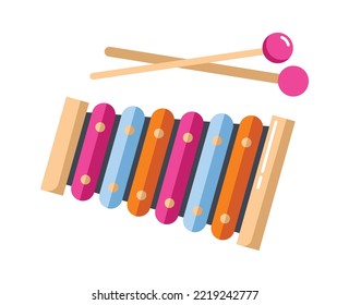 Xylophone with sticks Musical Instrument Vector illustration