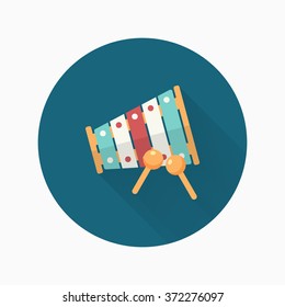Xylophone toy icon , Vector flat long shadow design. Children's toys concept.