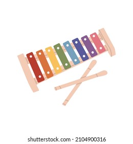 Xylophone toy. Vector hand drawn illustration. Isolated on white background.