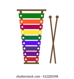 Xylophone toy vector illustration, isolated on a white background.