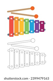 The Xylophone vector artwork is perfect for music education materials, children's books, musical instrument catalogs, classroom posters, app designs, coloring book