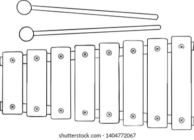 Xylophone vector hand drawn sketched illustration