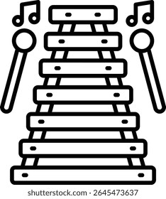 Xylophone vector icon. Can be used for printing, mobile and web applications.